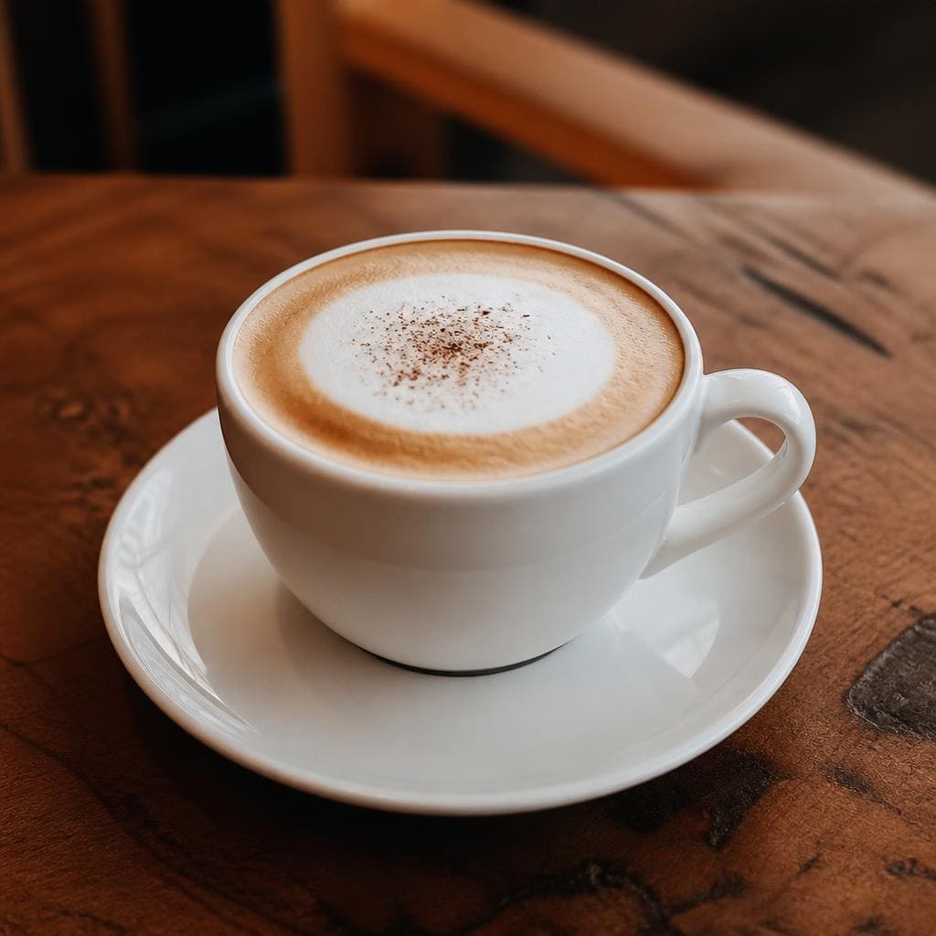 Hot Capucino Kopi Ruang Hati dengan espresso sirup gula dan susu